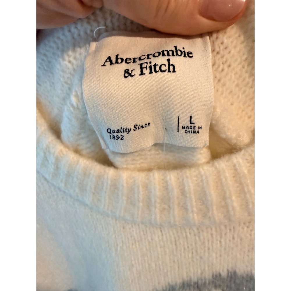Abercrombie & Fitch Women Cream Bow Graphic Crewneck Sweater Large NWT 150-488 - Picture 5 of 9